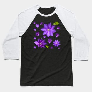 Purple Clematis Pattern Baseball T-Shirt